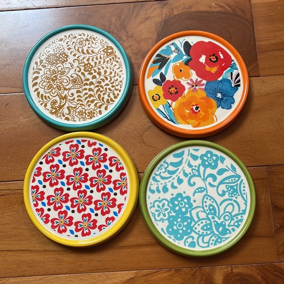 Pioneer Woman coasters Ceramic floral Coaster set of 4 - Picture 1 of 12